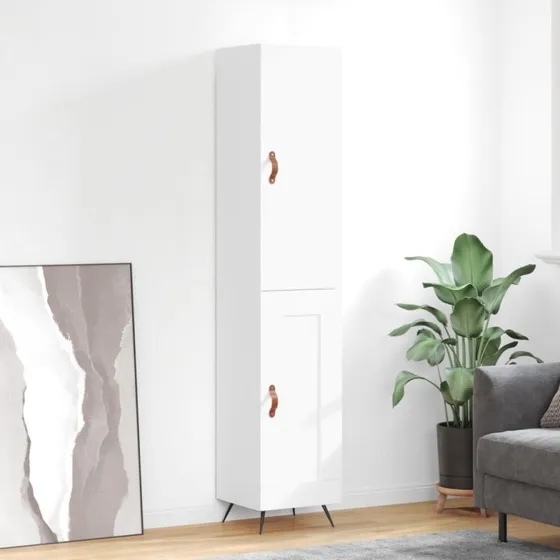 vidaXL højskab 34,5x34x180 cm konstrueret træ hvid