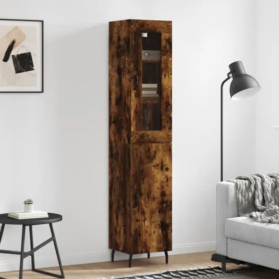 vidaXL højskab 34,5x34x180 cm konstrueret træ, røget egetræ