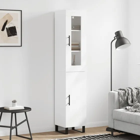 vidaXL højskab 34,5x34x180 cm konstrueret træ hvid