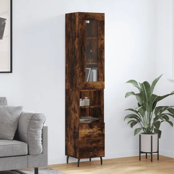vidaXL højskab 34,5x34x180 cm konstrueret træ, røget egetræ