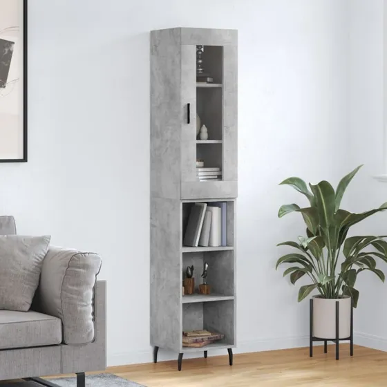 vidaXL højskab 34,5x34x180 cm konstrueret træ betongrå
