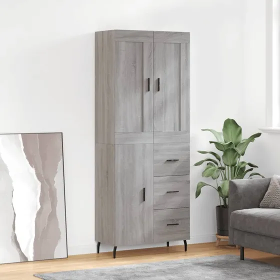 vidaXL højskab 69,5x34x180 cm grå Sonoma-eg
