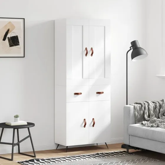 vidaXL højskab 69,5x34x180 cm konstrueret træ, hvid