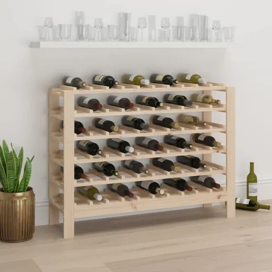 vidaXL vinreol 109,5x30x82 cm i massivt fyrretræ – plads til 60 flasker