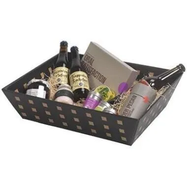 Gavekurv Stor 445x345x115 mm - Sort med kvadrater