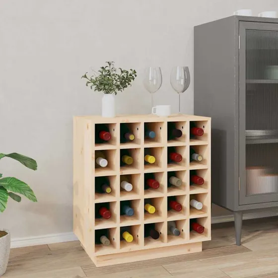 vidaXL vinreol i massivt fyrretræ 55,5x34x61 cm (25 flasker)