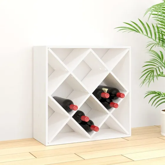 vidaXL vinreol 62x25x62 cm i massivt fyrretræ, hvid