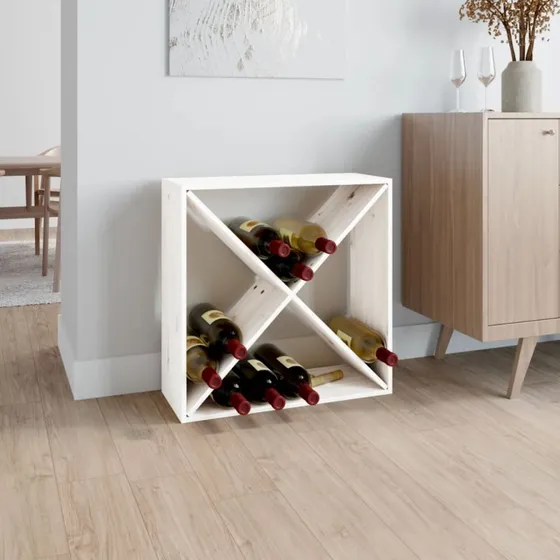 vidaXL vinreol 62x25x62 cm i massivt fyrretræ, hvid