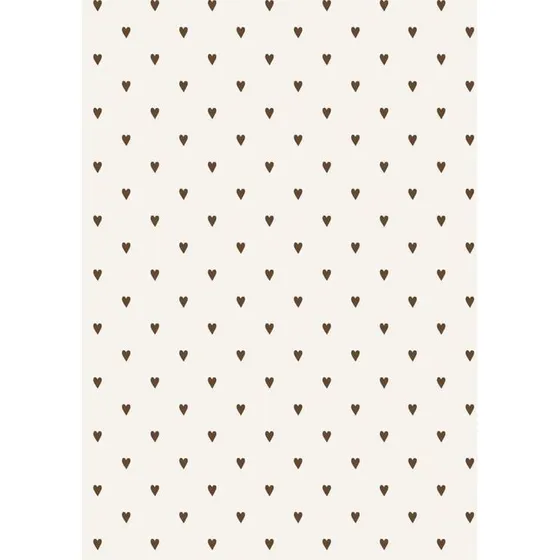 Stillenat gavepapir brune hjerter 5 m (52,5 cm)