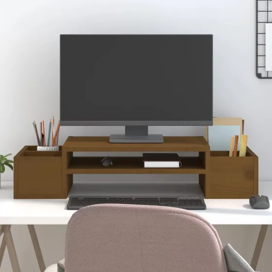 vidaXL skrmholder 70x27,5x15 cm massivt fyrretr gyldenbrun