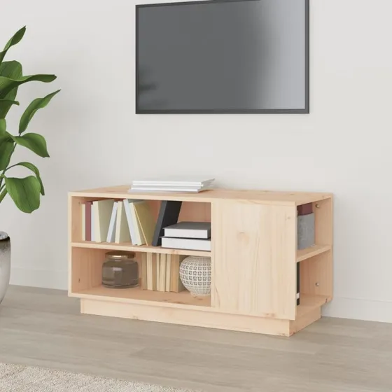 TV-bord i massivt fyrretræ 80x35x40,5 cm – natur