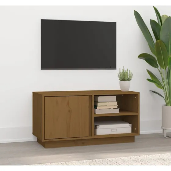 vidaXL tv-bord 80x35x40,5 cm massivt fyrretr gyldenbrun