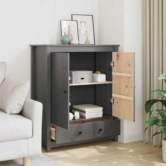 vidaXL Højskab 83×41,5×100 cm massivt fyrretræ, grå