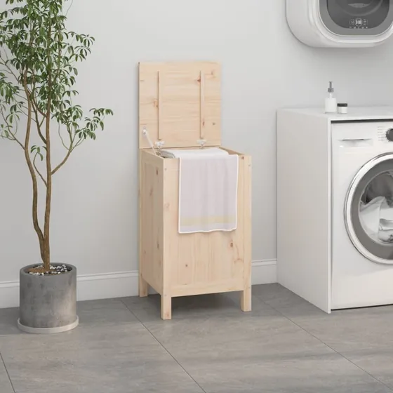 vidaXL vasketøjskurv 44x44x76 cm massivt fyrretræ