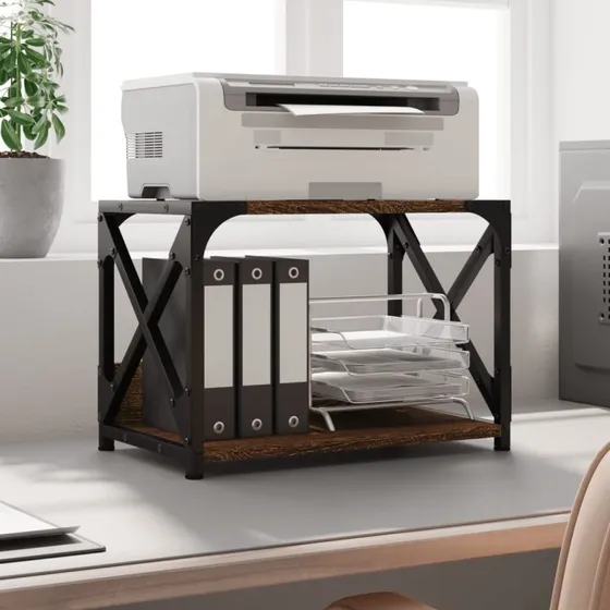 vidaXL printerstativ 2 hylder 442631,5 cm konstrueret tr, brun eg