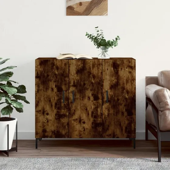 vidaXL skab 90x34x80 cm konstrueret træ - røget egetræs