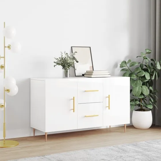vidaXL skænk 100x36x60 cm konstrueret træ hvid højglans