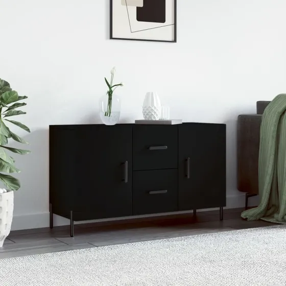 vidaXL skænk 100x36x60 cm konstrueret træ, sort med metalben