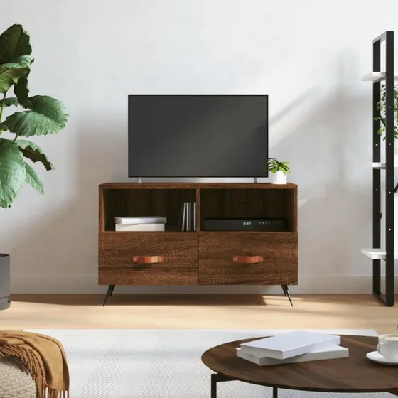 Møbel TV-bord 80x36x50 cm egetræ/ hvid