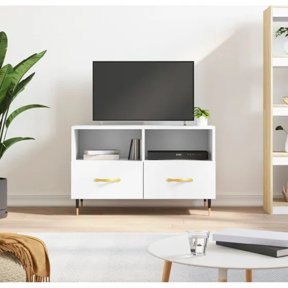 vidaXL TV-bord 80x36x50 cm konstrueret træ, hvid