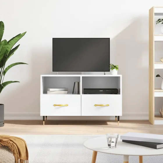 vidaXL TV-bord 80x36x50 cm hvid højglans, konstrueret træ