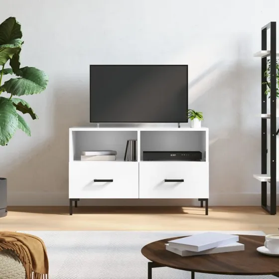 vidaXL TV-bord 80x36x50 cm hvid højglans, konstrueret træ