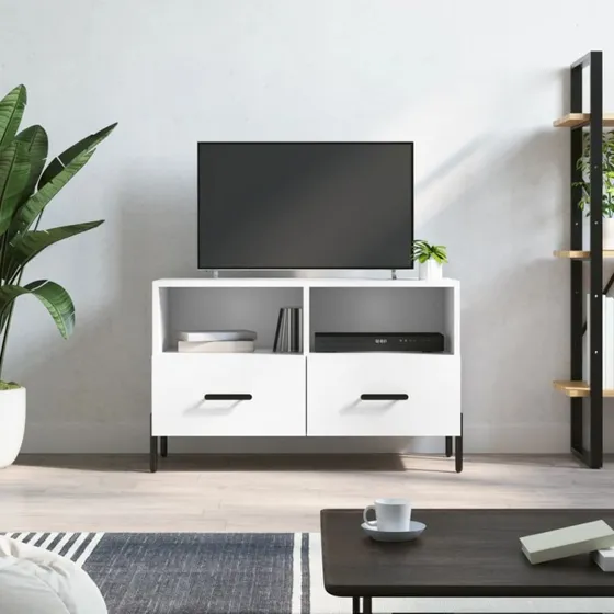 vidaXL TV-bord 80x36x50 cm hvid konstrueret træ