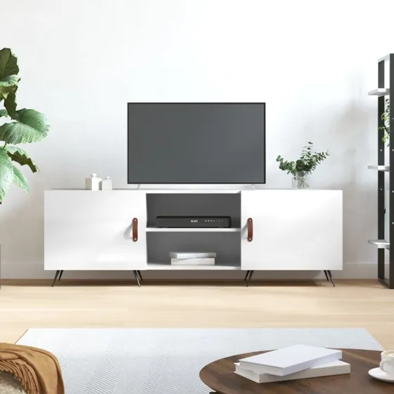 vidaXL TV-bord 150x30x50 cm hvid højglans