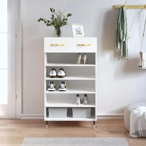 vidaXL skoreol 60x35x105 cm i konstrueret træ – hvid