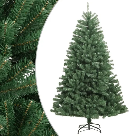 vidaXL kunstigt juletræ 150 cm hængslet med fod grøn