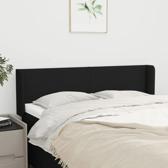 vidaXL sengegavl med kanter 147x16x78/88 cm stof sort