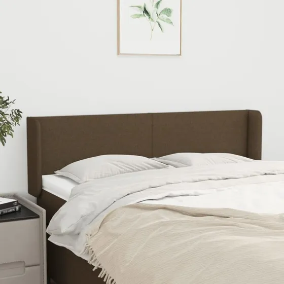 vidaXL sengegavl med kanter 147x16x78/88 cm mørkebrun stof