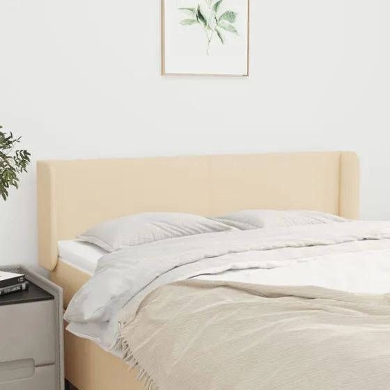 vidaXL Sengegavl med kanter 147x16x78/88 cm stof creme