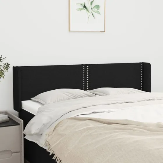 vidaXL Sengegavl med kanter 147x16x78/88 cm stof sort