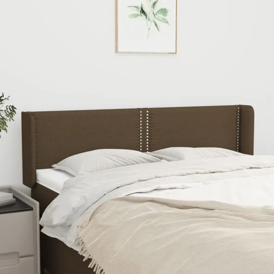 vidaXL sengegavl med kanter 147x16x78/88 cm mørkebrun stof