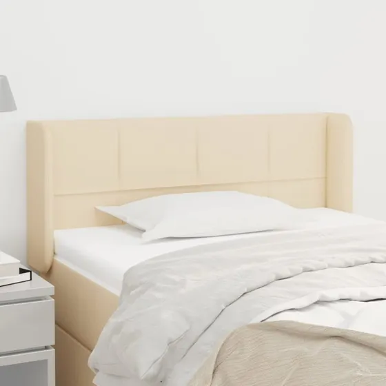 vidaXL sengegavl med kanter 103x16x78/88 cm stof, creme