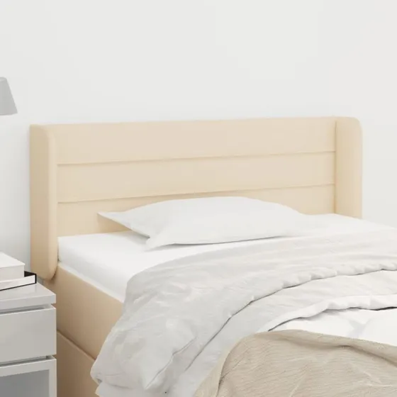 vidaXL sengegavl med kanter 103x16x78/88 cm stof creme