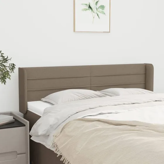 vidaXL sengegavl med kanter 147x16x78/88 cm stof gråbrun