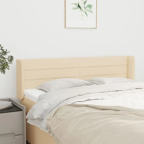 vidaXL sengegavl med kanter 147x16x78/88 cm creme stof