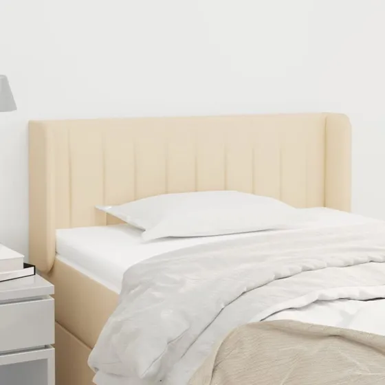 vidaXL sengegavl med kanter 93x16x78/88 cm stof creme