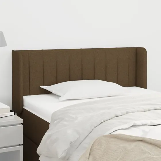 vidaXL sengegavl med kanter 103x16x78/88 cm stof mørkebrun