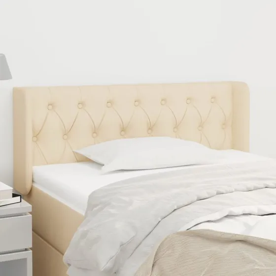vidaXL sengegavl med kanter 93x16x78/88 cm stof creme