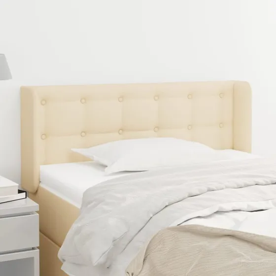 vidaXL sengegavl med kanter 83x16x78/128 cm stof creme