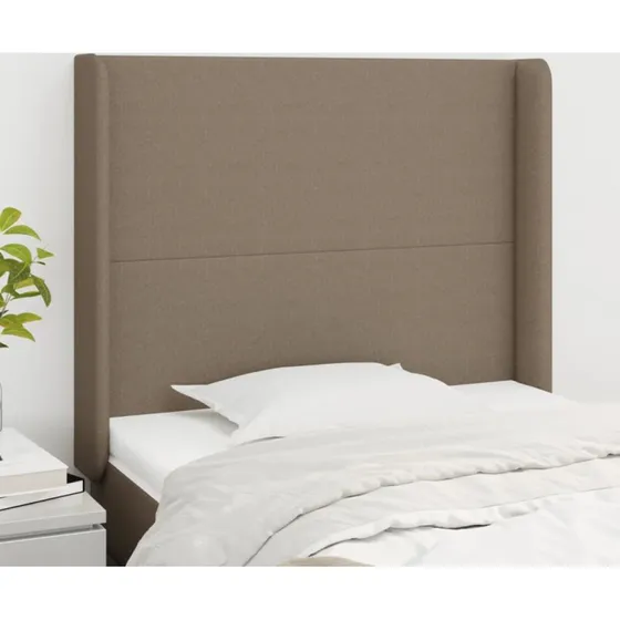 vidaXL sengegavl med kanter 83x16x118/128 cm stof gråbrun