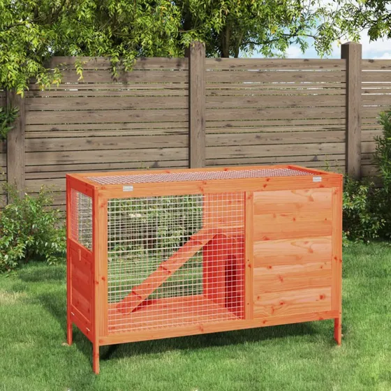 vidaXL kaninbur 103x44x69,5 cm massivt fyrretræ brun