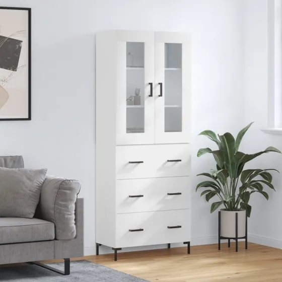 vidaXL højskab 69,5x34x180 cm hvid - 3 skuffer