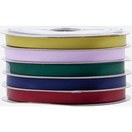 HDBand satinbånd 5 farver, 0,6 cm x 5 m (polyester)