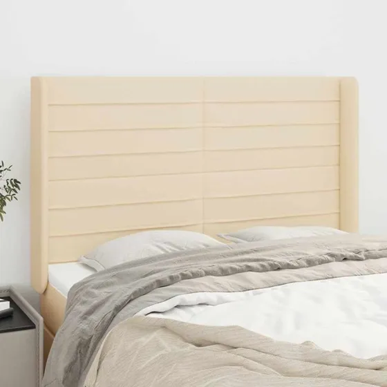 vidaXL Sengegavl med kanter 147x16x118/128 cm creme