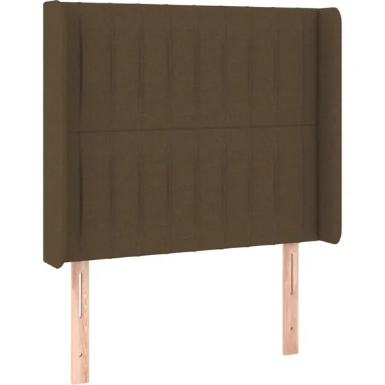 vidaXL Sengegavl med kanter 83x16x118/128 cm stof mørkebrun