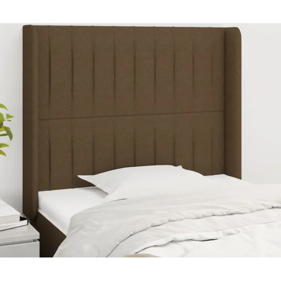 vidaXL sengegavl med kanter 93x16x118/128 cm mørkebrun